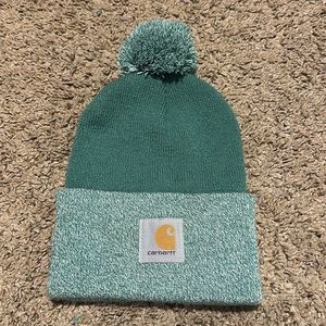 Light green carhartt beanie with ball
